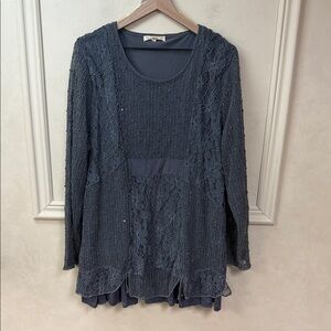 Indigo Soul Mixed Media Lace Tunic